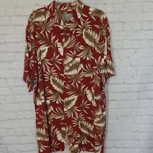 Foundry Maroon Tan 3XLT Tropical Lightweight Shirt Resort Vacation Whimsy